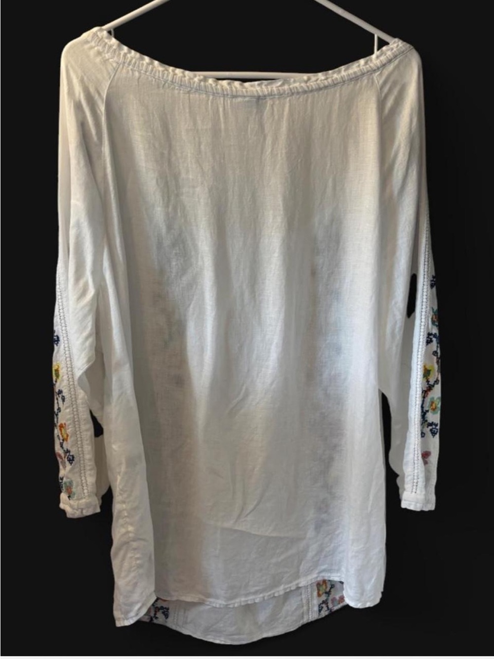 J. Jill White Peasant Blouse Multicolor Floral Embroidery Hippie Boho Indie - Picture 3 of 4